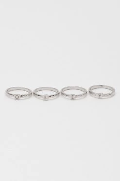 OBEY - Logo Stack Rings, Rhodium