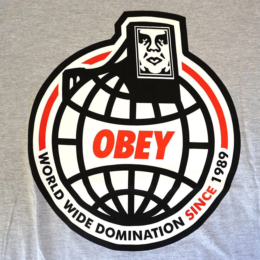 OBEY - World Domination Men's Tee, Heather Grey - Image 2
