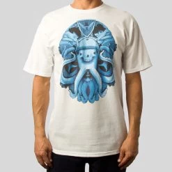 Upper Playground - Jeremy Fish Be Careful Where You Squirt Your Ink Men's Shirt, White