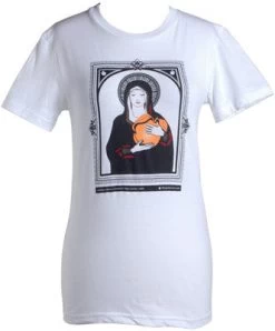 Giant Peach Virgin Mary Girl's Shirt, White