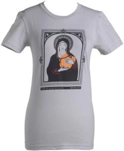 Giant Peach Virgin Mary Girl's Shirt, Silver