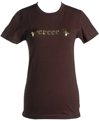Percee P - Logo Women's Shirt, Brown/Gold Foil