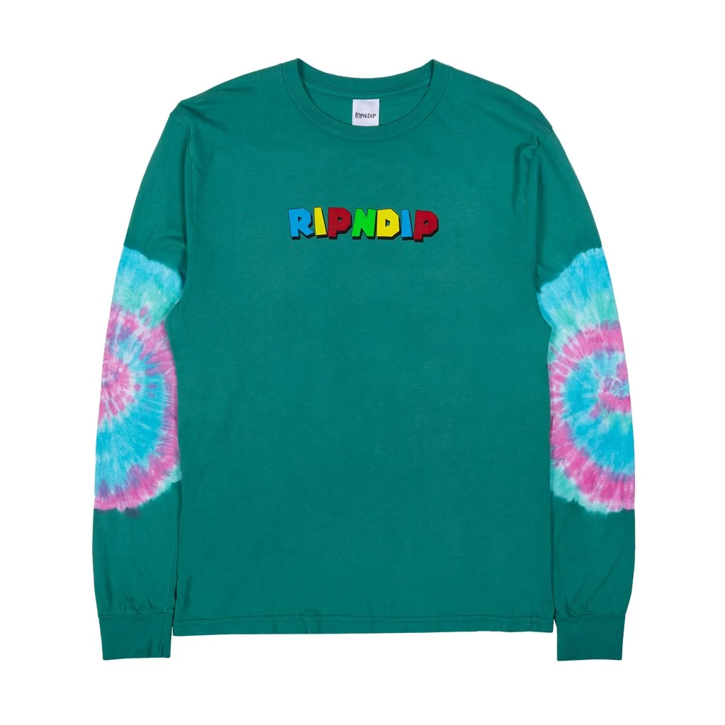 RIPNDIP - Nermio Men's L/S Tee, Aqua Elbow Wash - Image 4