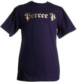 Percee P - Logo Men's Shirt, Navy/Gold Foil