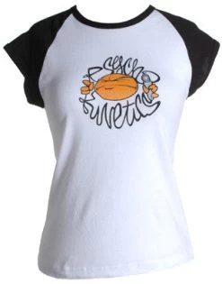 Psychokinetics - Ladies Raglan Shirt, White W/Black Sleeves
