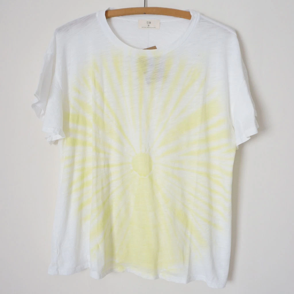 Sunny Daze Tie Dye Flutter Sleeve Women's Top, White